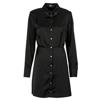 Ruhák Női Rövid ruhák Karl Lagerfeld karl charm satin shirt dress Fekete  / Fehér