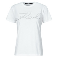 Ruhák Női Rövid ujjú pólók Karl Lagerfeld rhinestone logo t-shirt Fehér