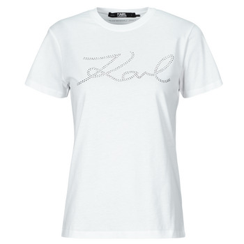Ruhák Női Rövid ujjú pólók Karl Lagerfeld rhinestone logo t-shirt Fehér