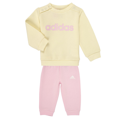 Ruhák Lány Melegítő együttesek Adidas Sportswear I LIN FL JOG Ekrü / Rózsaszín