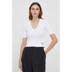 Ruhák Női Pólók / Galléros Pólók Calvin Klein Jeans J20J222379 Fehér