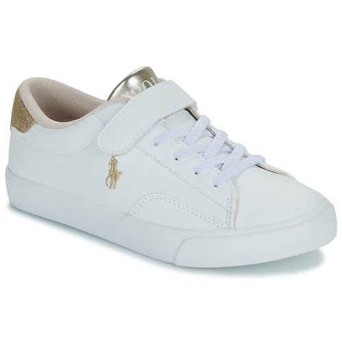 Cipők Lány Rövid szárú edzőcipők Polo Ralph Lauren THERON V PS Fehér / Arany