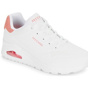 Cipők Női Rövid szárú edzőcipők Skechers UNO - POP BACK Fehér / Rózsaszín