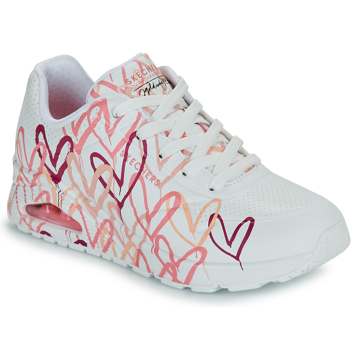 Cipők Női Rövid szárú edzőcipők Skechers UNO GOLDCROWN - SPREAD THE LOVE Fehér / Piros