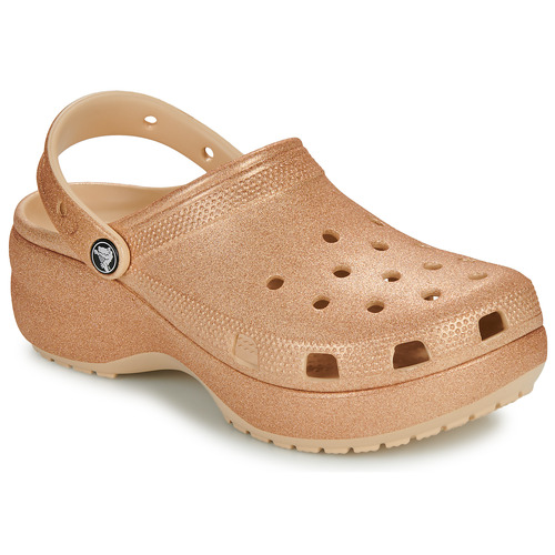 Cipők Női Klumpák Crocs Classic Platform Glitter ClogW Bézs