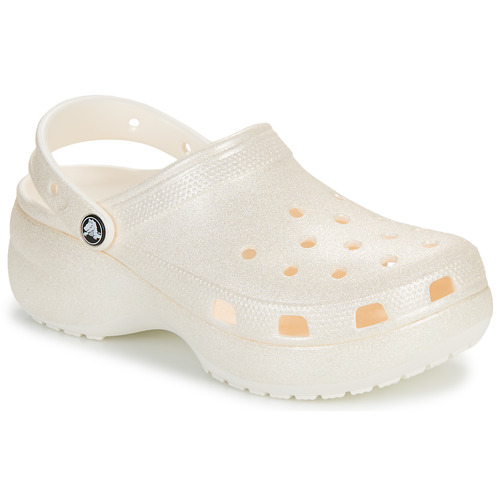 Cipők Női Klumpák Crocs Classic Platform Glitter ClogW Bézs / Fényes