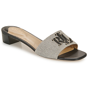 Cipők Női Papucsok Lauren Ralph Lauren FAY LOGO-SANDALS-FLAT SANDAL Fekete  / Bézs
