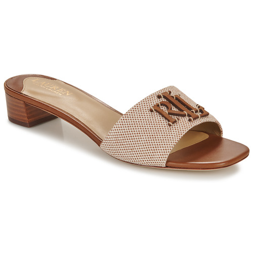 Cipők Női Papucsok Lauren Ralph Lauren FAY LOGO-SANDALS-FLAT SANDAL Konyak / Bézs