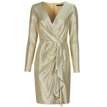 Ruhák Női Rövid ruhák Lauren Ralph Lauren CINLAIT-LONG SLEEVE-COCKTAIL DRESS Arany