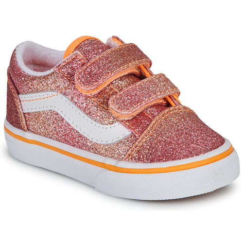 Cipők Lány Rövid szárú edzőcipők Vans Old Skool V SUNRISE GLITTER MULTI/TRUE WHITE Narancssárga / Piros