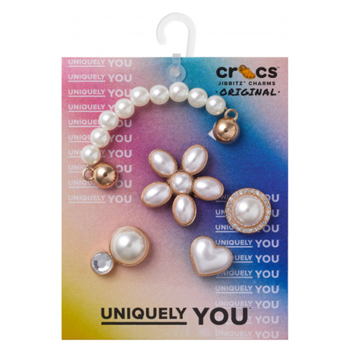 Kiegészítők Cipő kiegészítők Crocs Dainty Pearl Jewelry 5 Pack Fehér / Arany