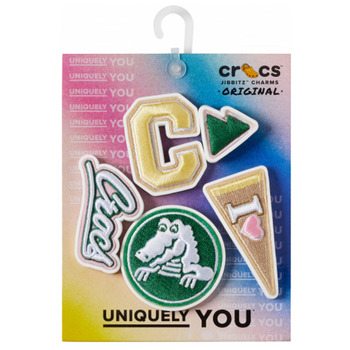 Kiegészítők Cipő kiegészítők Crocs Crocs Varsity Patch 5 Pack Bézs / Zöld