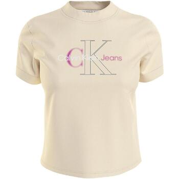 Ruhák Női Rövid ujjú pólók Calvin Klein Jeans  Bézs