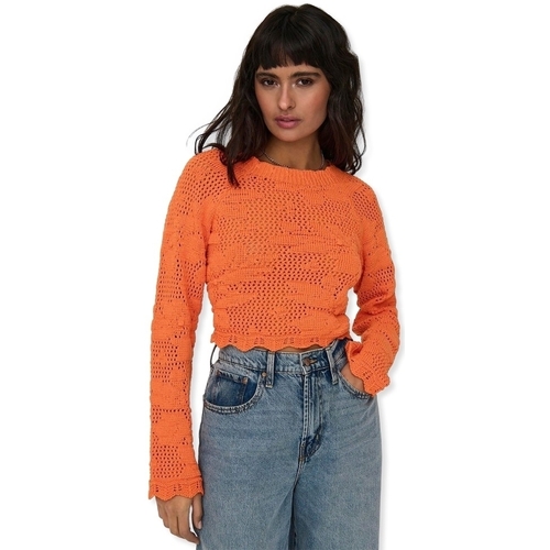 Ruhák Női Pulóverek Only Cille Life Knit L/S - Tangerine Narancssárga