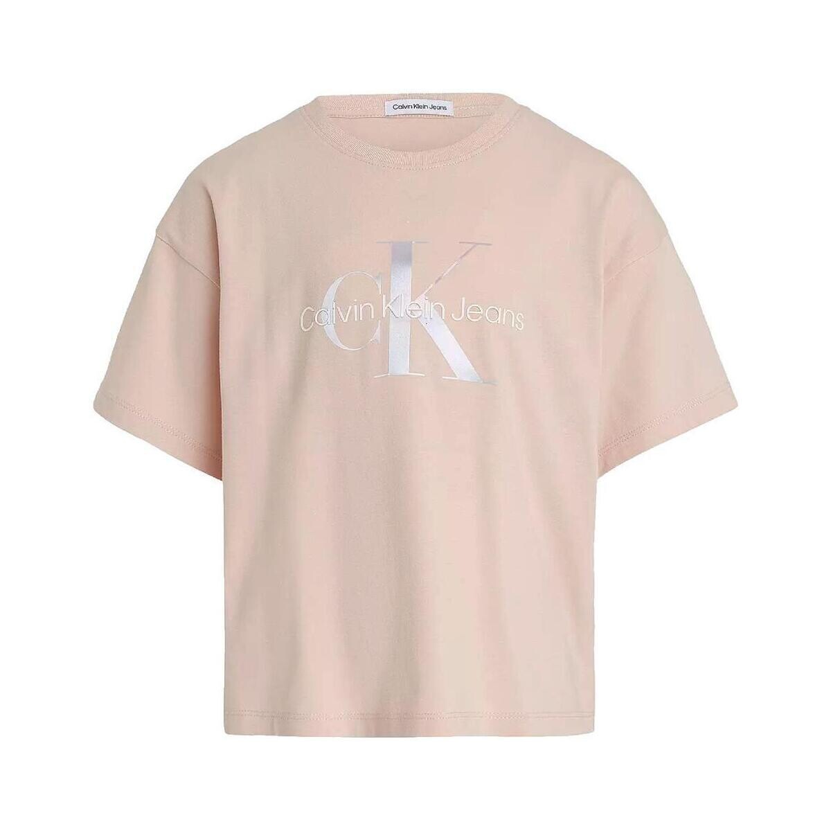 Ruhák Lány Rövid ujjú pólók Calvin Klein Jeans  Rózsaszín