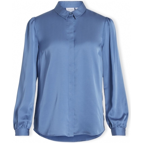 Ruhák Női Blúzok Vila Noos Shirt Ellette Satin - Coronet Blue Kék