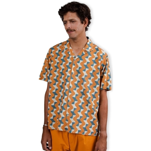Ruhák Férfi Hosszú ujjú ingek Brava Fabrics Big Tiles Aloha Shirt - Ochre Sokszínű