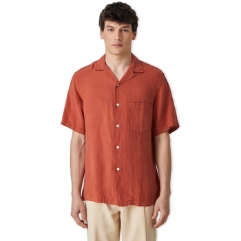 Ruhák Férfi Hosszú ujjú ingek Portuguese Flannel Linen Camp Collar Shirt - Terracota Piros