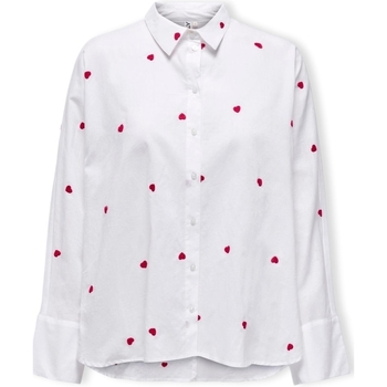 Ruhák Női Blúzok Only New Lina Grace Shirt L/S - Bright White/Heart Fehér