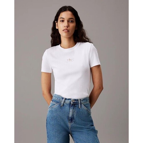 Ruhák Női Pólók / Galléros Pólók Calvin Klein Jeans J20J223552 Fehér