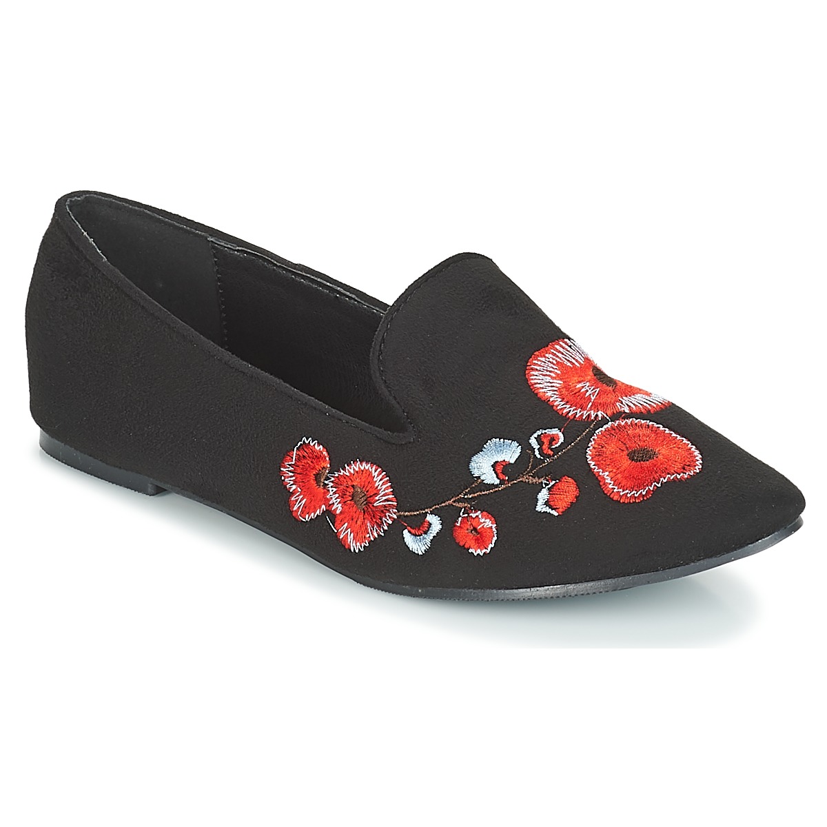 Cipők Női Mokkaszínek Moony Mood JASMINY Fekete  / Virág